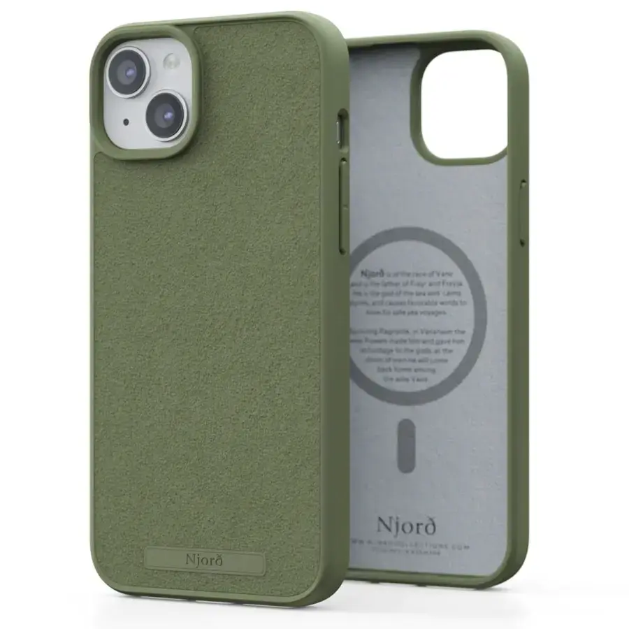 Чехол Njord Suede MagSafe Case for iPhone 15 Plus - Olive (NA52SU06)