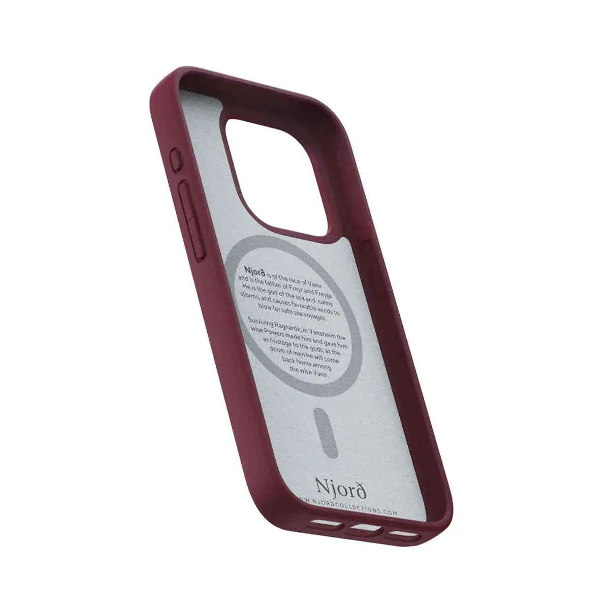 Чехол Njord Suede MagSafe Case for iPhone 15 Pro - Crimson Red (NA53SU11)