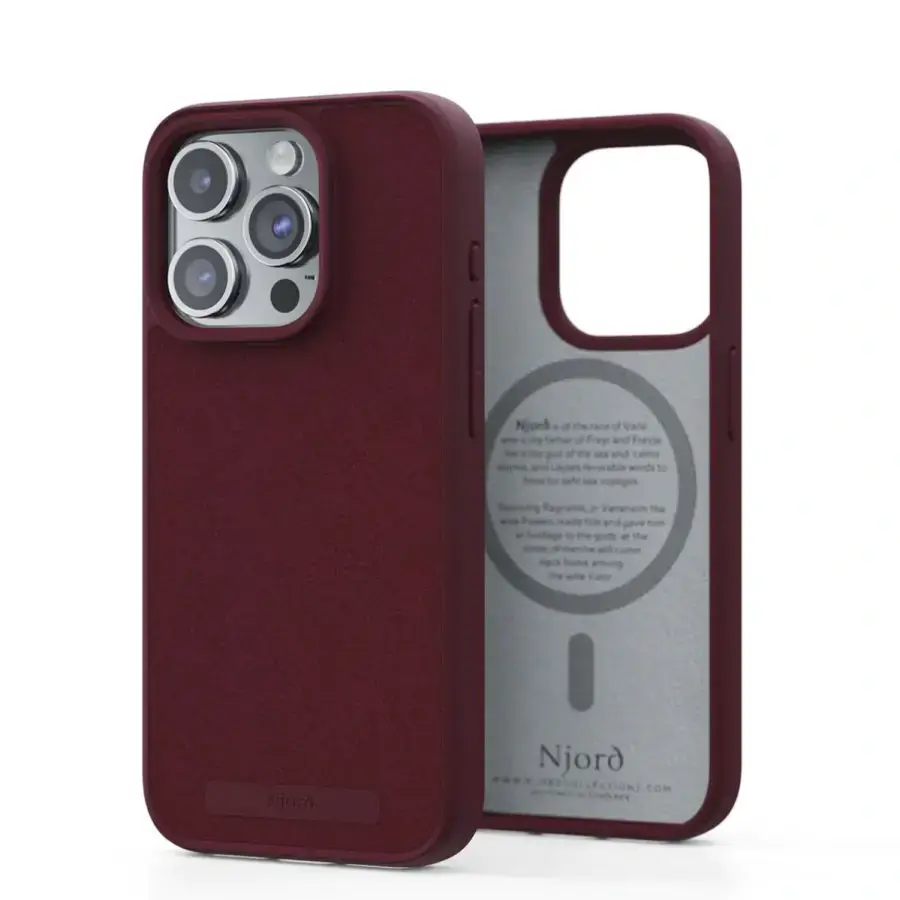 Чехол Njord Suede MagSafe Case for iPhone 15 Pro - Crimson Red (NA53SU11)