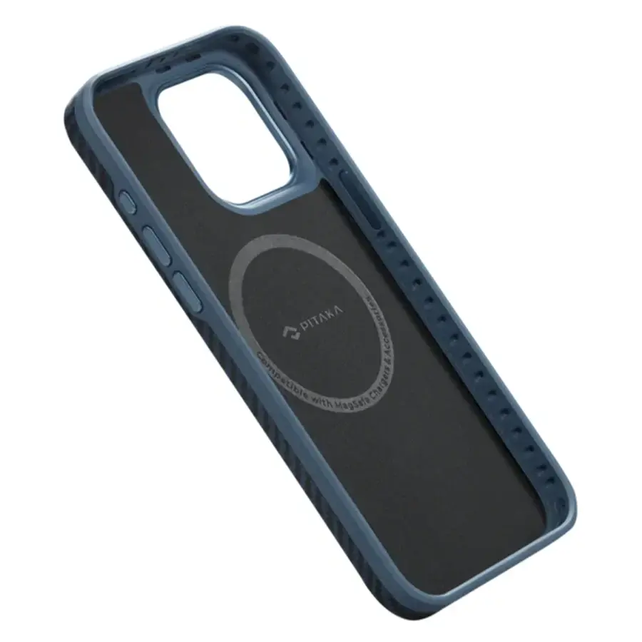 Чехол Pitaka MagEZ Case Pro 4 Twill 1500D for iPhone 15 Pro Max - Black/Blue (KI1508PMPA)