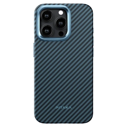 Чехол Pitaka MagEZ Case Pro 4 Twill 1500D for iPhone 15 Pro Max - Black/Blue (KI1508PMPA)