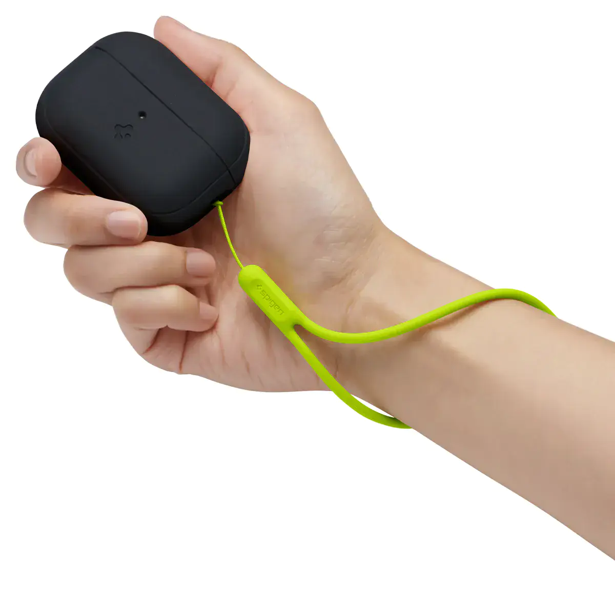 Чехол Spigen для AirPods Pro 2 Silicone Fit - Black/Green Strap (ACS05810)