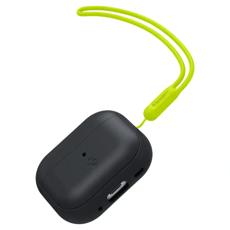 Чехол Spigen для AirPods Pro 2 Silicone Fit - Black/Green Strap (ACS05810)