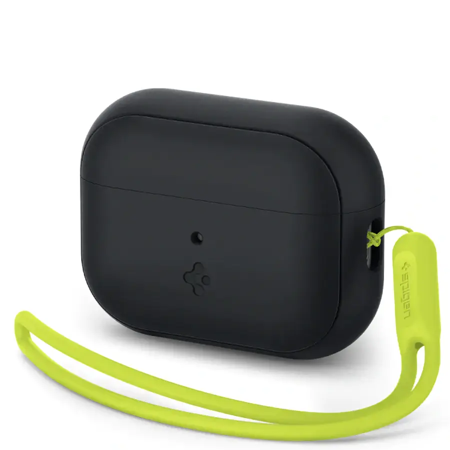 Чехол Spigen для AirPods Pro 2 Silicone Fit - Black/Green Strap (ACS05810)