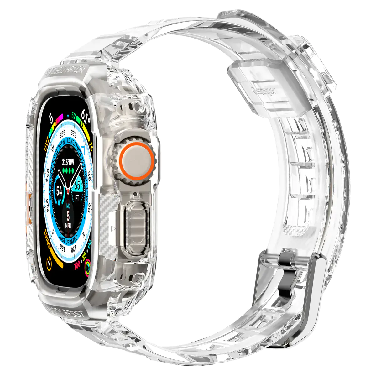 Чохол та ремінець 2в1 Spigen Case Rugged Armor Pro for Apple Watch Ultra 49mm - Crystal Clear (ACS05461)