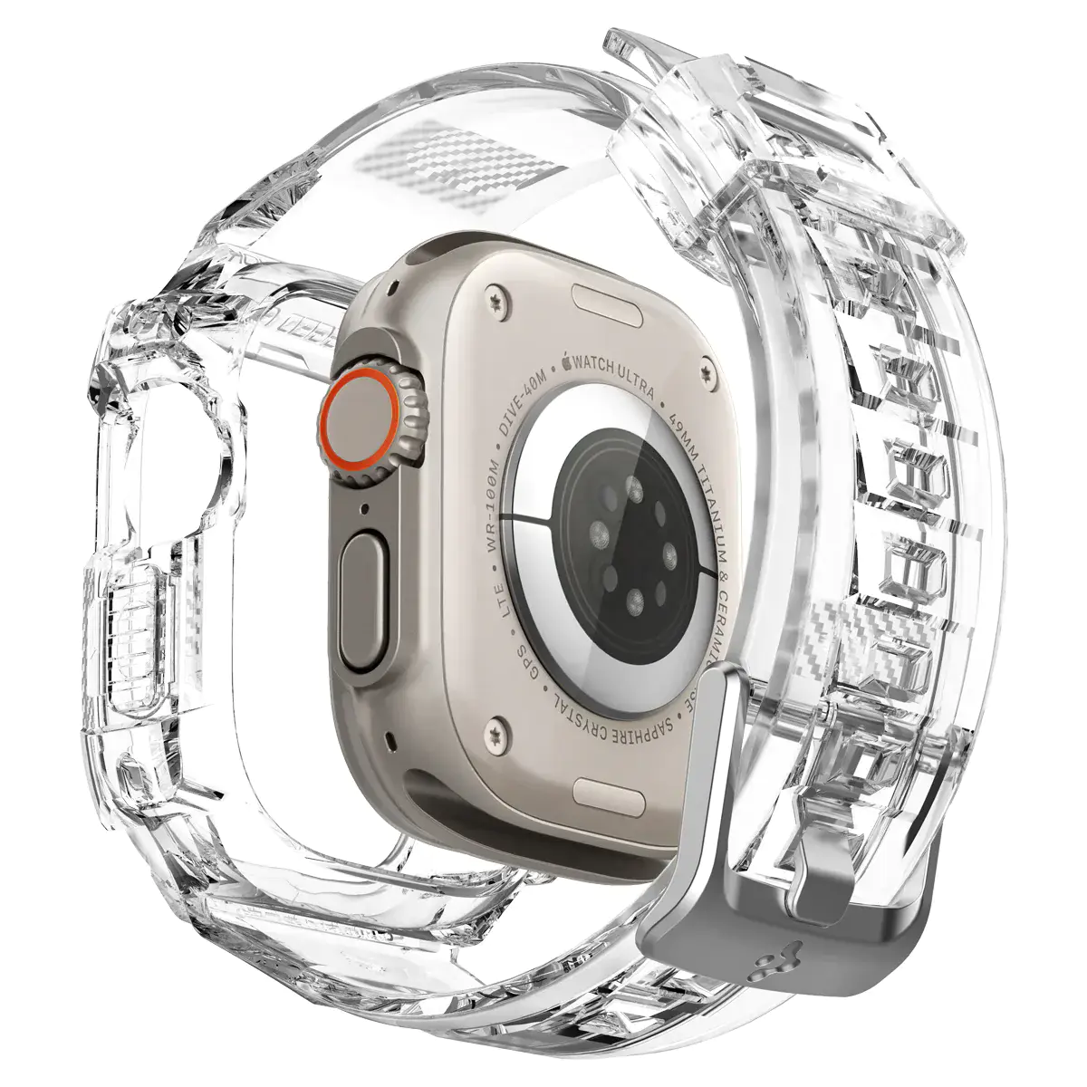 Чохол та ремінець 2в1 Spigen Case Rugged Armor Pro for Apple Watch Ultra 49mm - Crystal Clear (ACS05461)