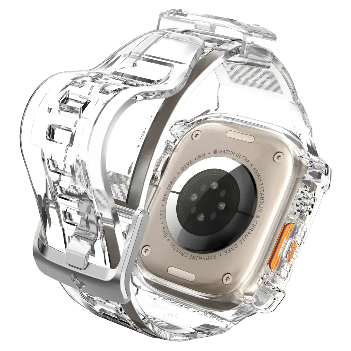 Чохол та ремінець 2в1 Spigen Case Rugged Armor Pro for Apple Watch Ultra 49mm - Crystal Clear (ACS05461)