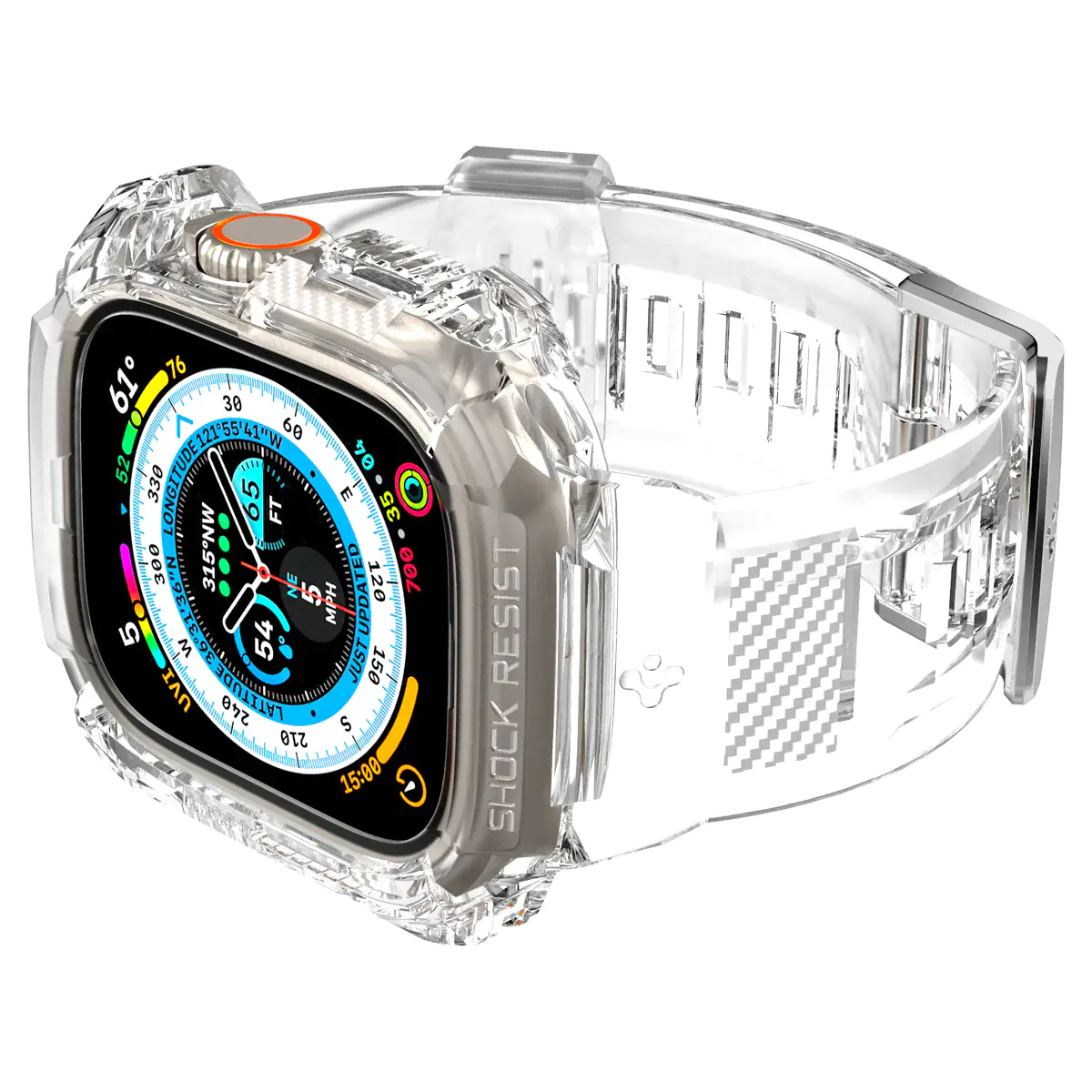 Чохол та ремінець 2в1 Spigen Case Rugged Armor Pro for Apple Watch Ultra 49mm - Crystal Clear (ACS05461)