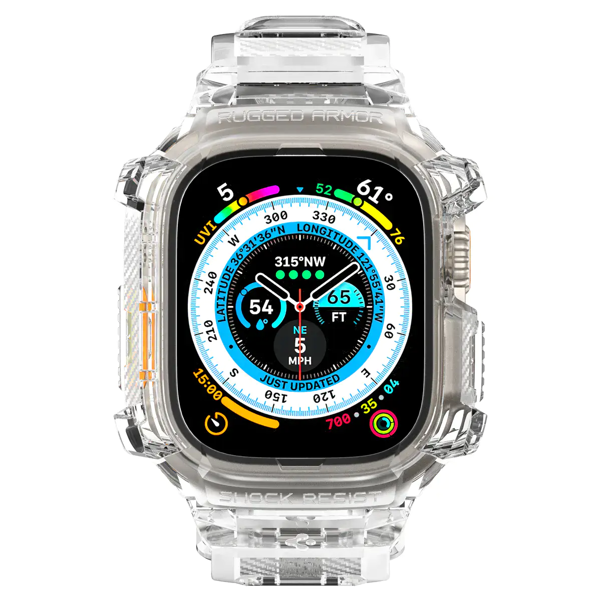 Чохол та ремінець 2в1 Spigen Case Rugged Armor Pro for Apple Watch Ultra 49mm - Crystal Clear (ACS05461)
