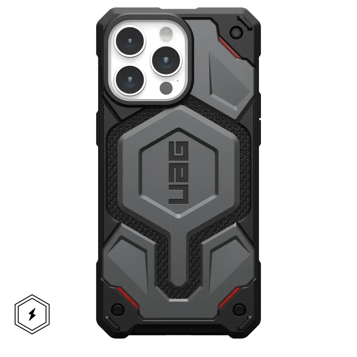 Чехол UAG Monarch Pro Kevlar Case with MagSafe for iPhone 15 Pro Max - Kevlar Silver (114222113933)