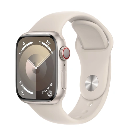 Apple Watch Series 9 GPS + Cellular 41mm Starlight Aluminum Case with Starlight Sport Band - M/L (MRHP3)