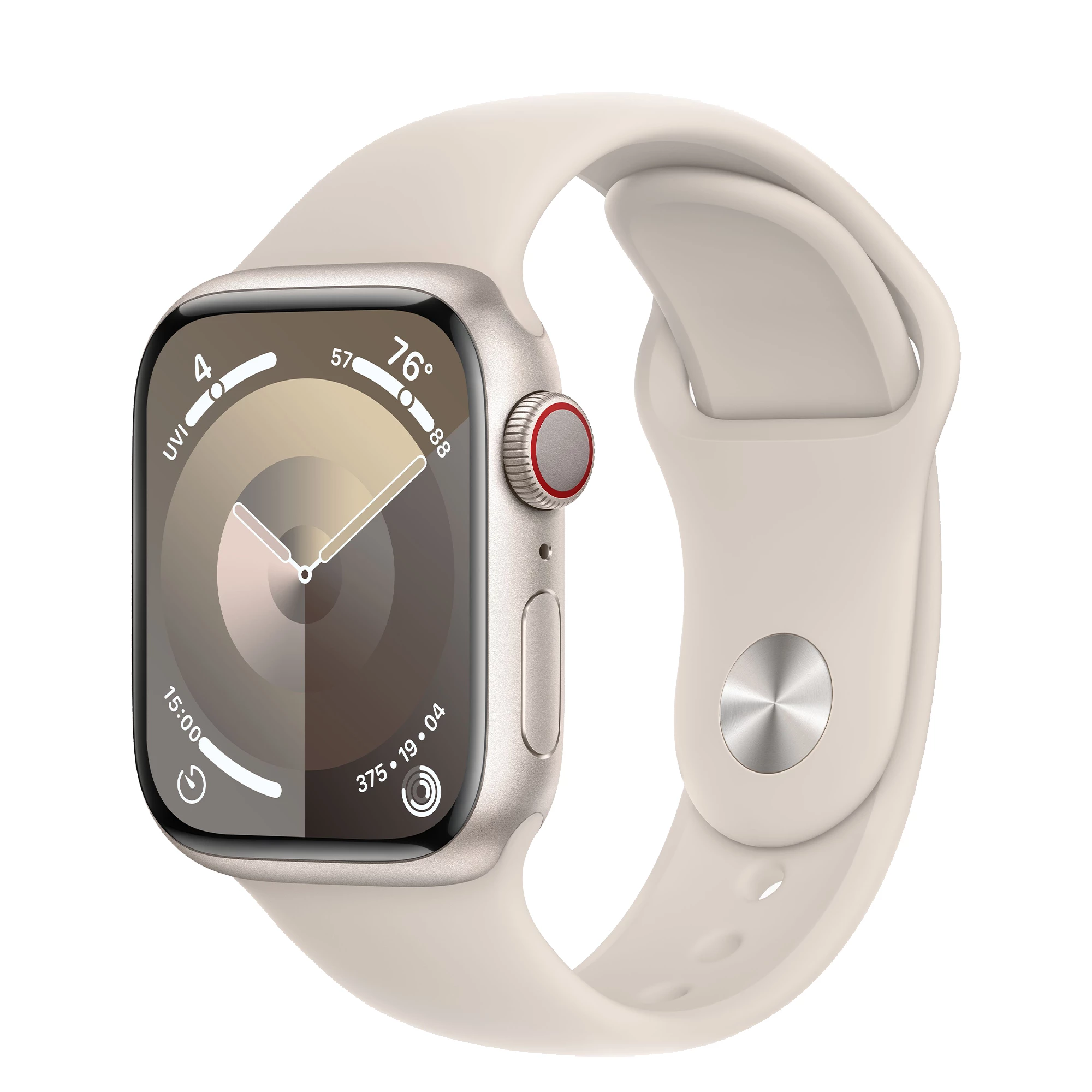 Apple Watch Series 9 GPS + Cellular 41mm Starlight Aluminum Case with Starlight Sport Band - S/M (MRHN3)