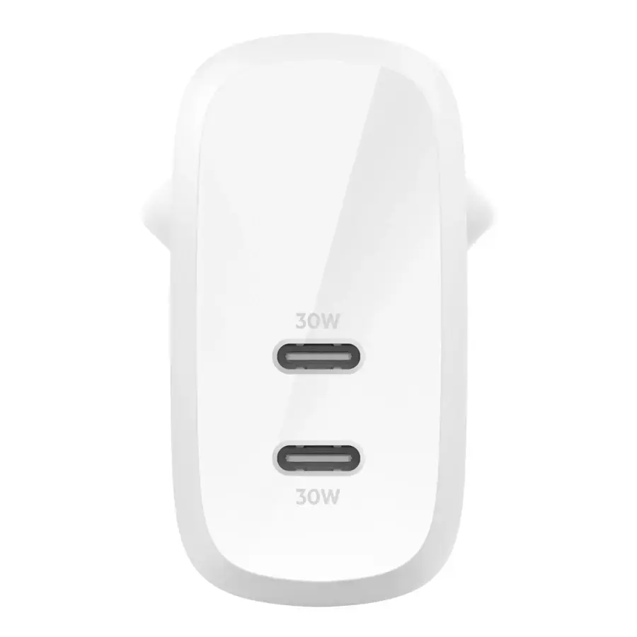 Мережевий зарядний пристрій Belkin Boost Up Charge Pro Dual USB-C Wall Charger PPS 60W - White (WCB010VFWH)