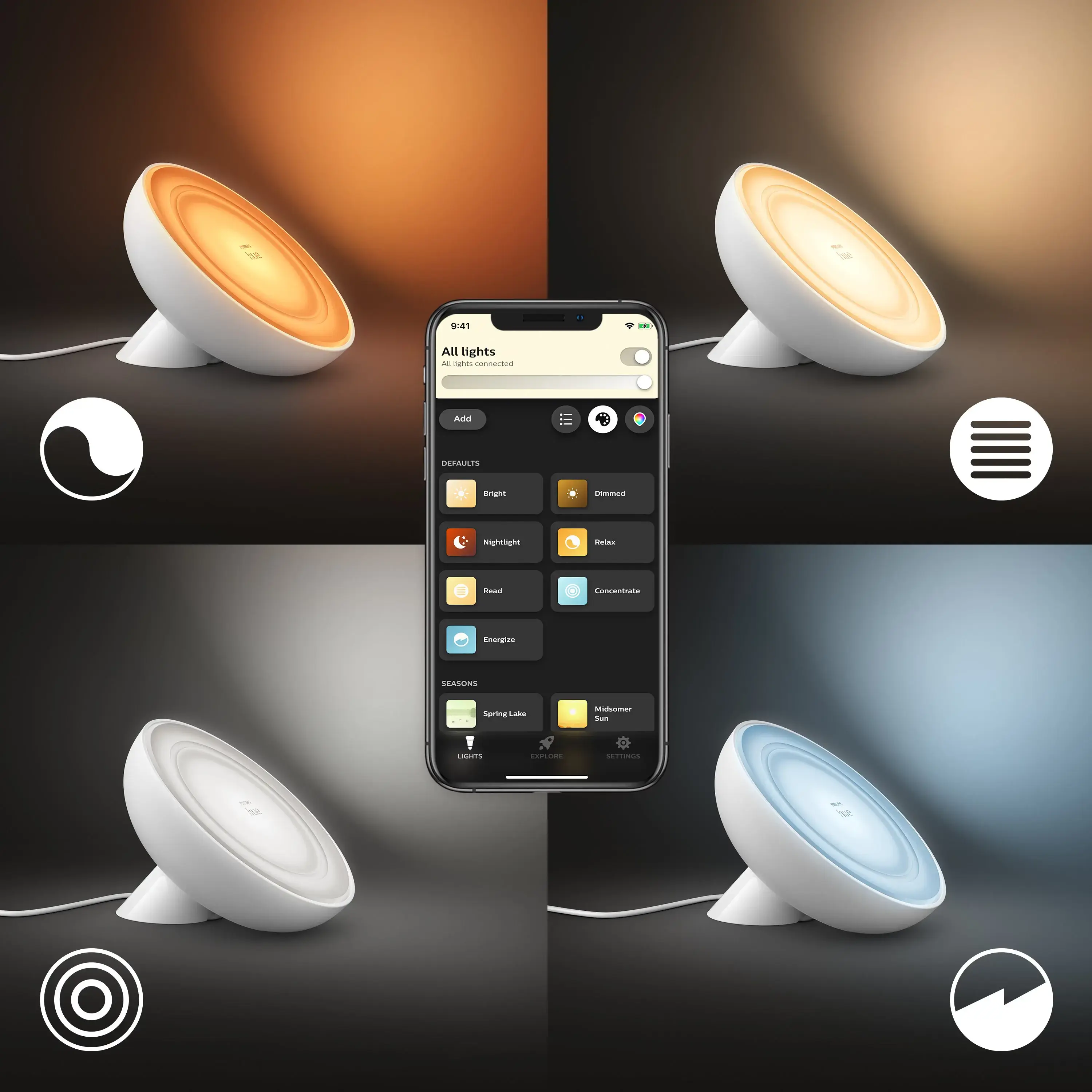 Розумна настільна лампа Philips Hue Bloom 2000K-6500K Color Bluetooth - White (929002375901)