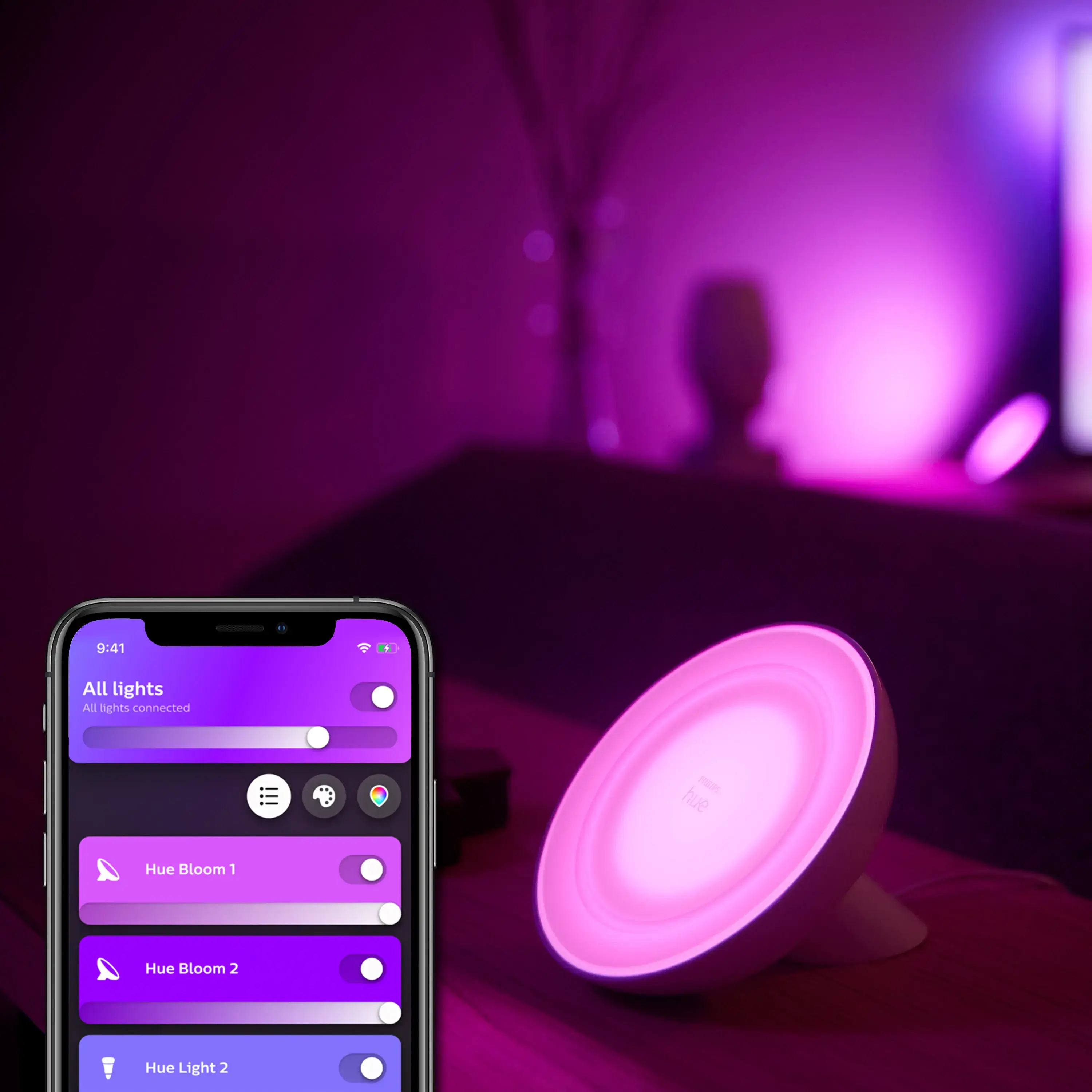 Розумна настільна лампа Philips Hue Bloom 2000K-6500K Color Bluetooth - White (929002375901)