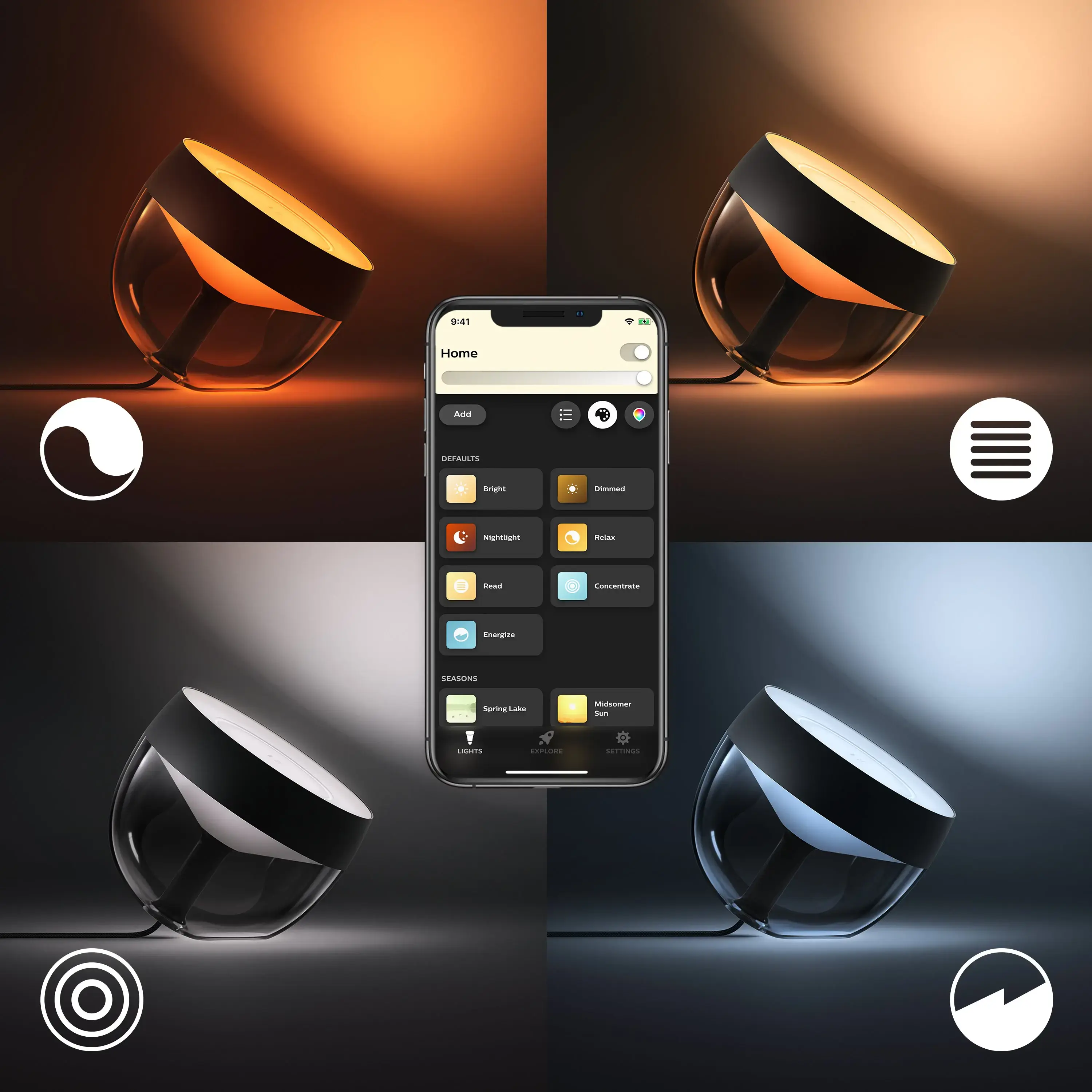 Умная настольная лампа Philips Hue Iris 2000K-6500K Color Bluetooth - Black (929002376201)