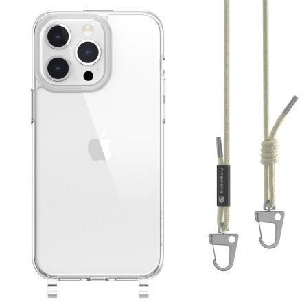 Чехол SwitchEasy Play Lanyard Shockproof Clear case for iPhone 15 Pro Max - White