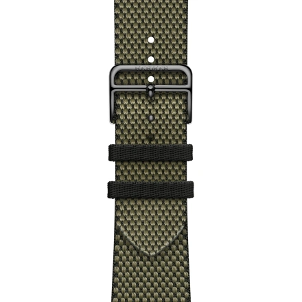 Ремешок Apple Watch Hermès 42/44/45/49mm Vert/Noir Toile H Single Tour (MTJK3)