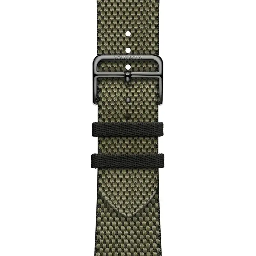 Ремешок Apple Watch Hermès 42/44/45/49mm Vert/Noir Toile H Single Tour (MTJK3)