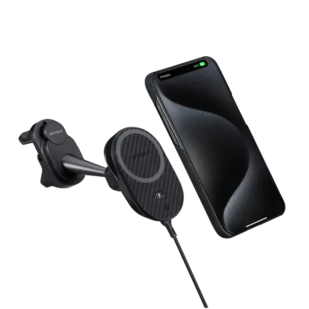 Автомобільне кріплення з бездротовою зарядкою Pitaka MagEZ Car Mount Pro 2 [For Tesla Model 3/Y] (CM2302T)