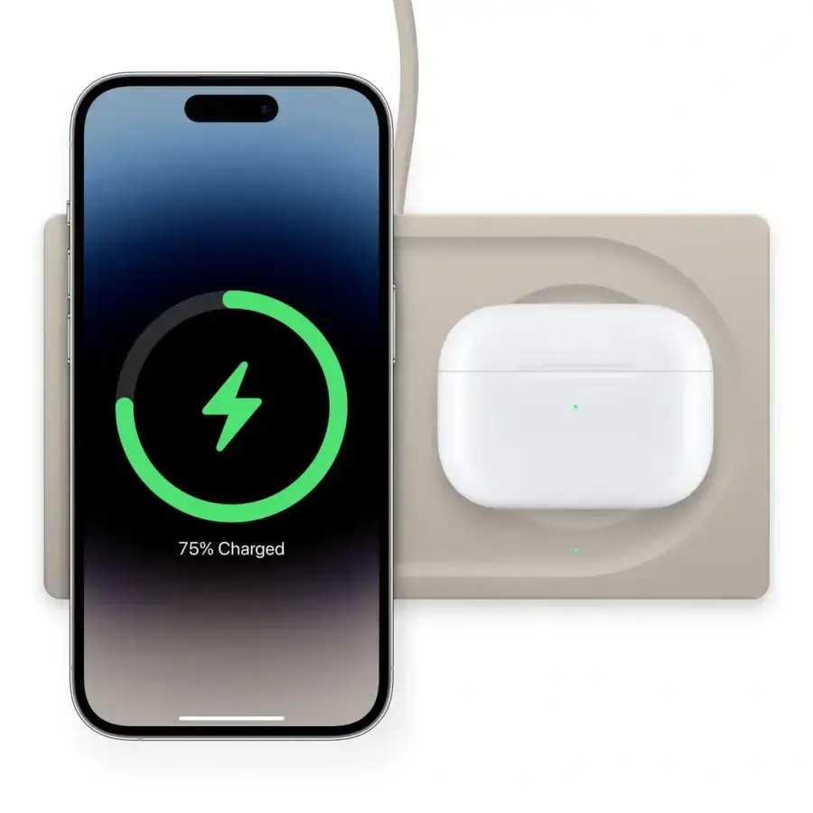 Бездротова зарядна панель Belkin BoostCharge Pro 2-in-1 Wireless Charging Pad with Official MagSafe Charging 15W - Brown (WIZ019ttSA)