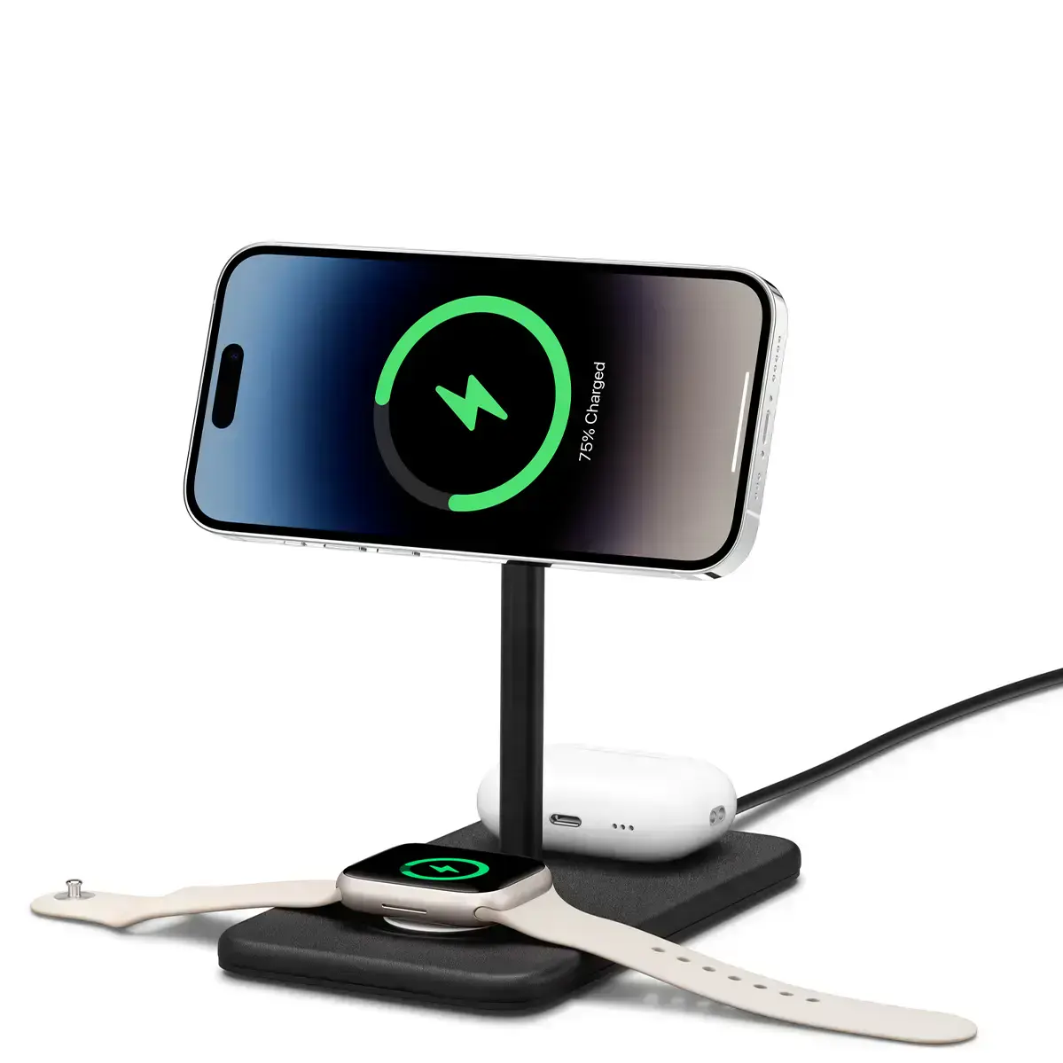 Беспроводное зарядное устройство Twelve South HiRise 3 Deluxe 3-in-1 Wireless Charging Stand - Black (TS-2303, HR1Z2)