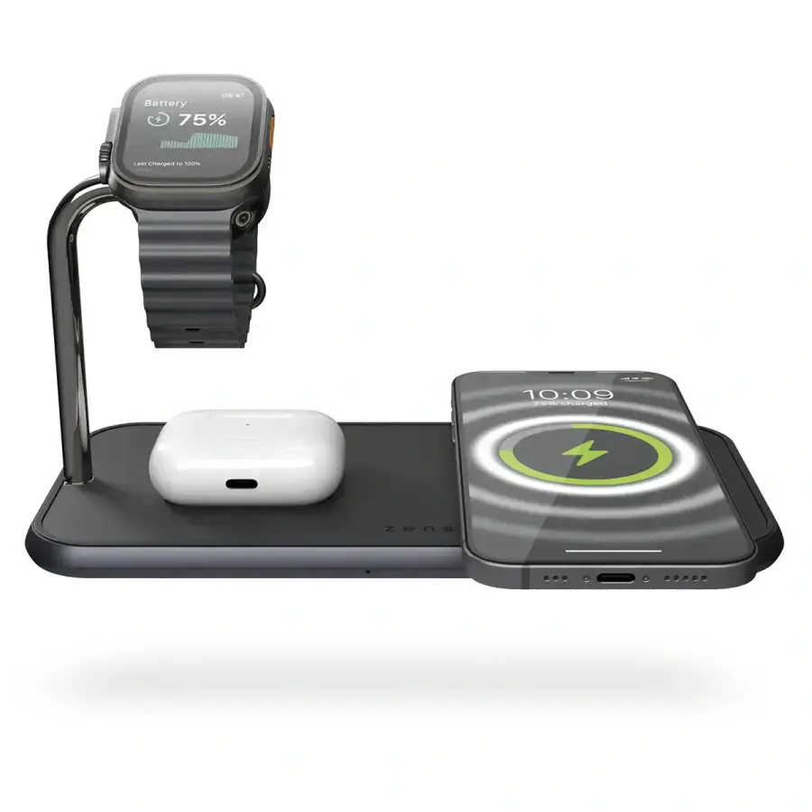 Бездротовий зарядний пристрій Zens Dual + Watch Aluminium Wireless Charger - Black (ZEDC05BM/00)
