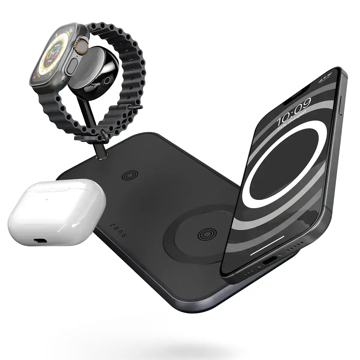 Бездротовий зарядний пристрій Zens Dual + Watch Aluminium Wireless Charger - Black (ZEDC05BM/00)