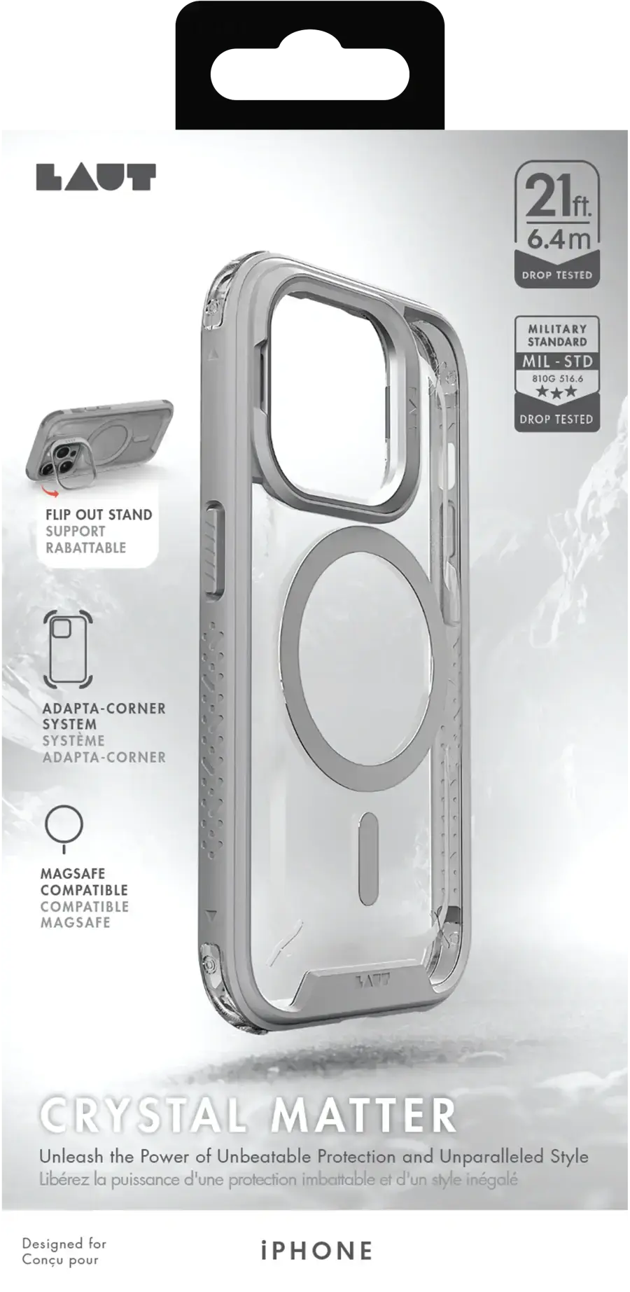 Чохол LAUT Crystal Matter Case with MagSafe for iPhone 15 Pro - Grey (L_IP23B_CM4_GY)