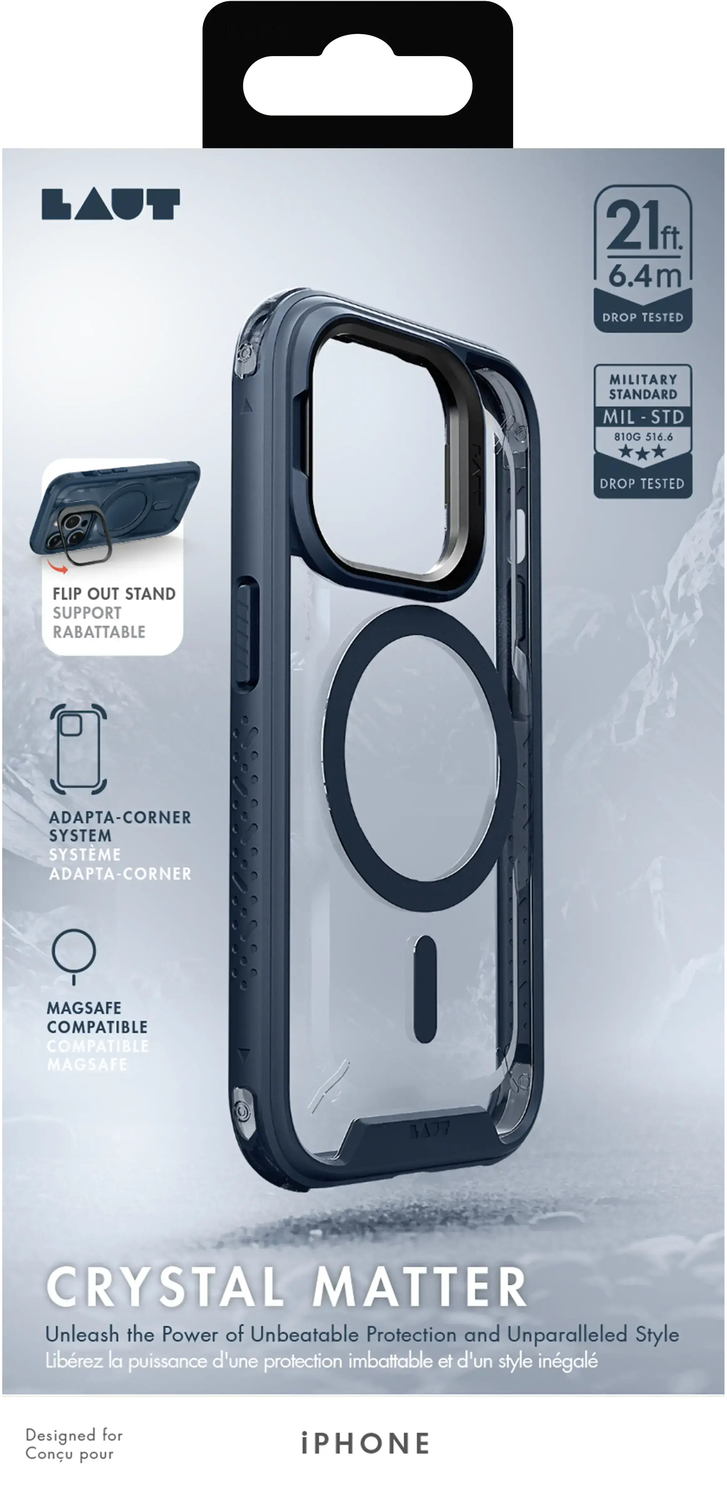Чохол LAUT Crystal Matter Case with MagSafe for iPhone 15 Pro Max - Blue (L_IP23D_CM4_BL)