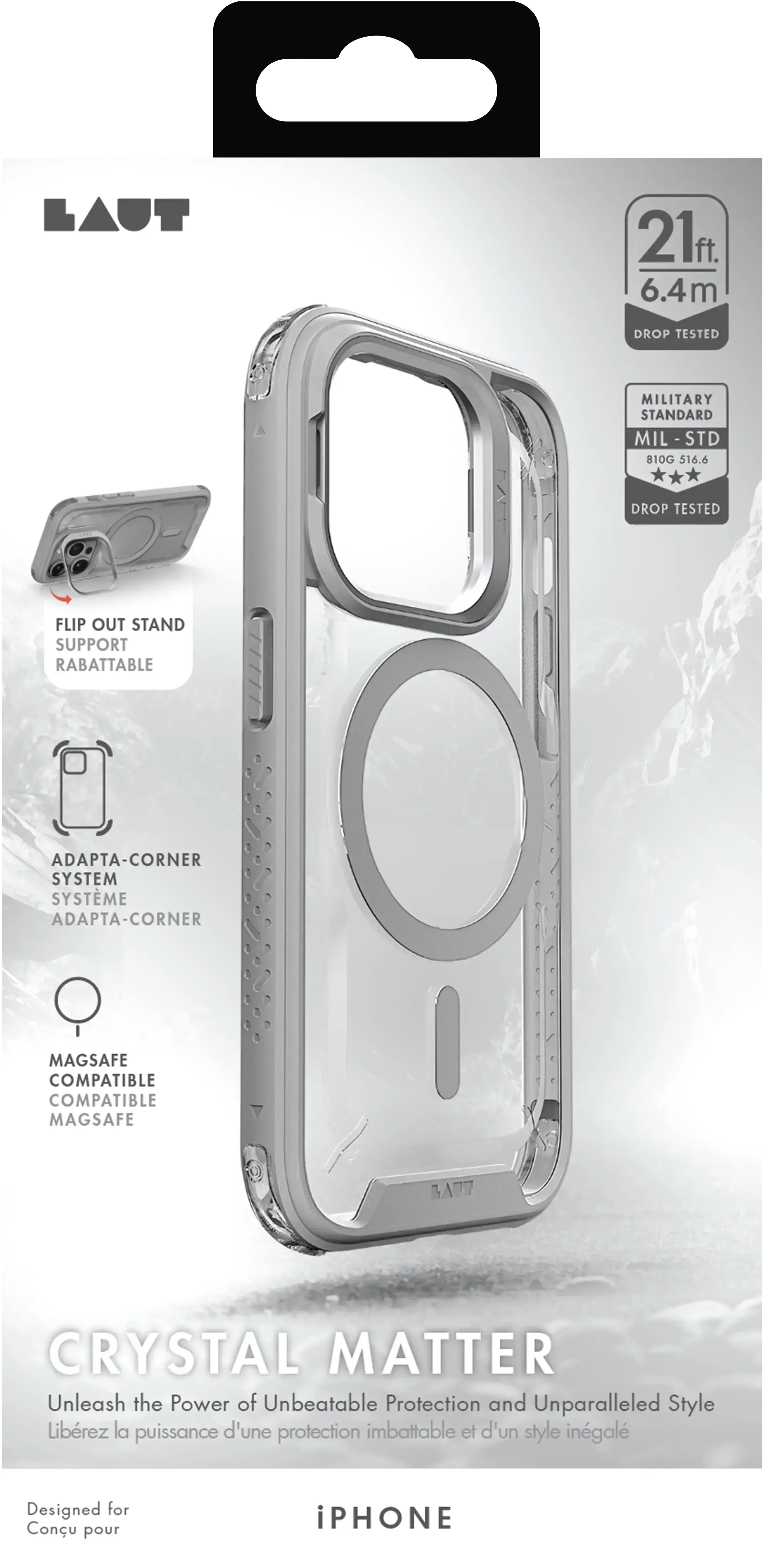 Чехол LAUT Crystal Matter Case with MagSafe for iPhone 15 Pro Max - Grey (L_IP23D_CM4_GY)