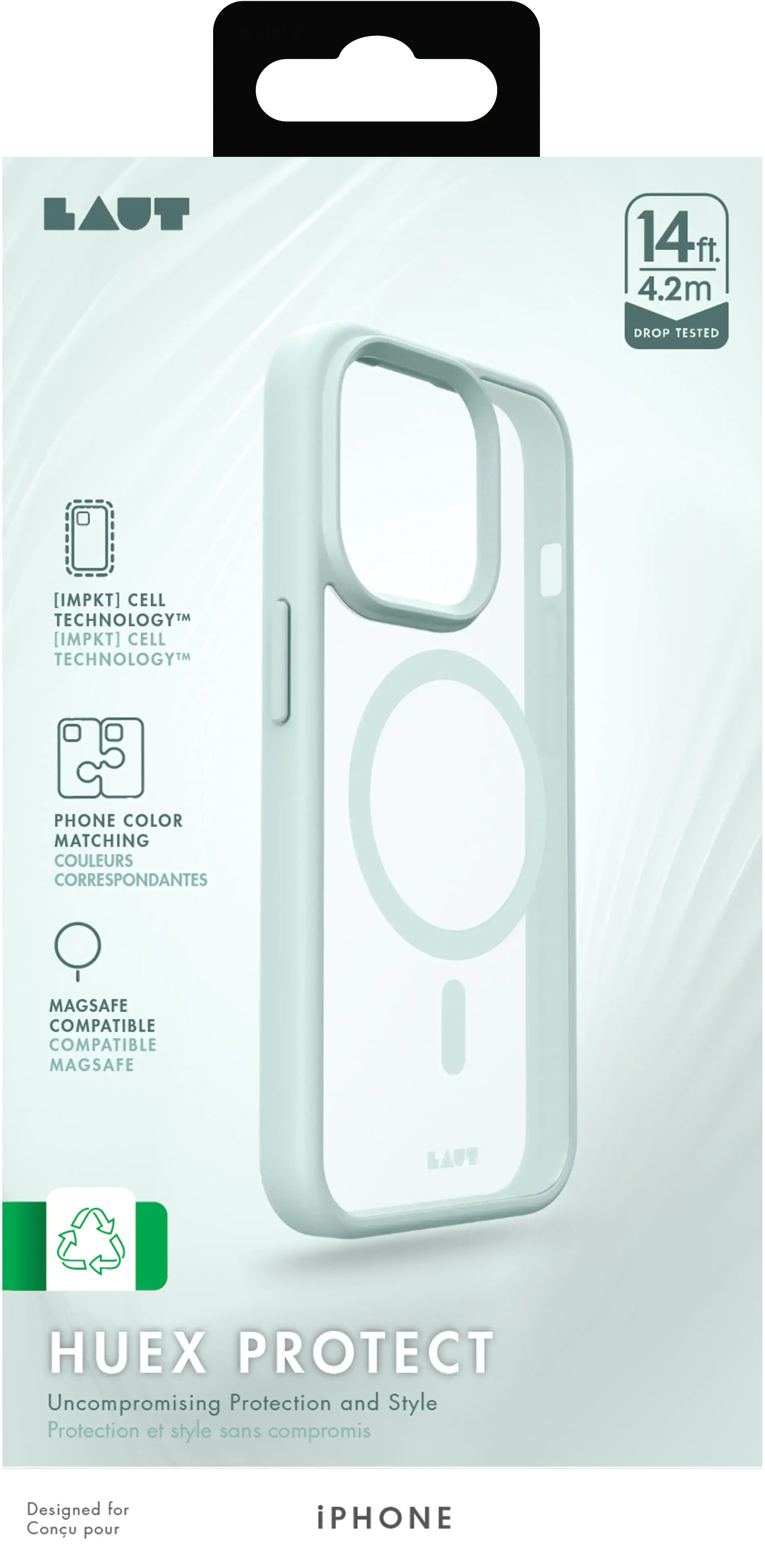 Чехол LAUT HUEX PROTECT case with MagSafe for iPhone 15 - Mint (L_IP23A_HPT_MT)