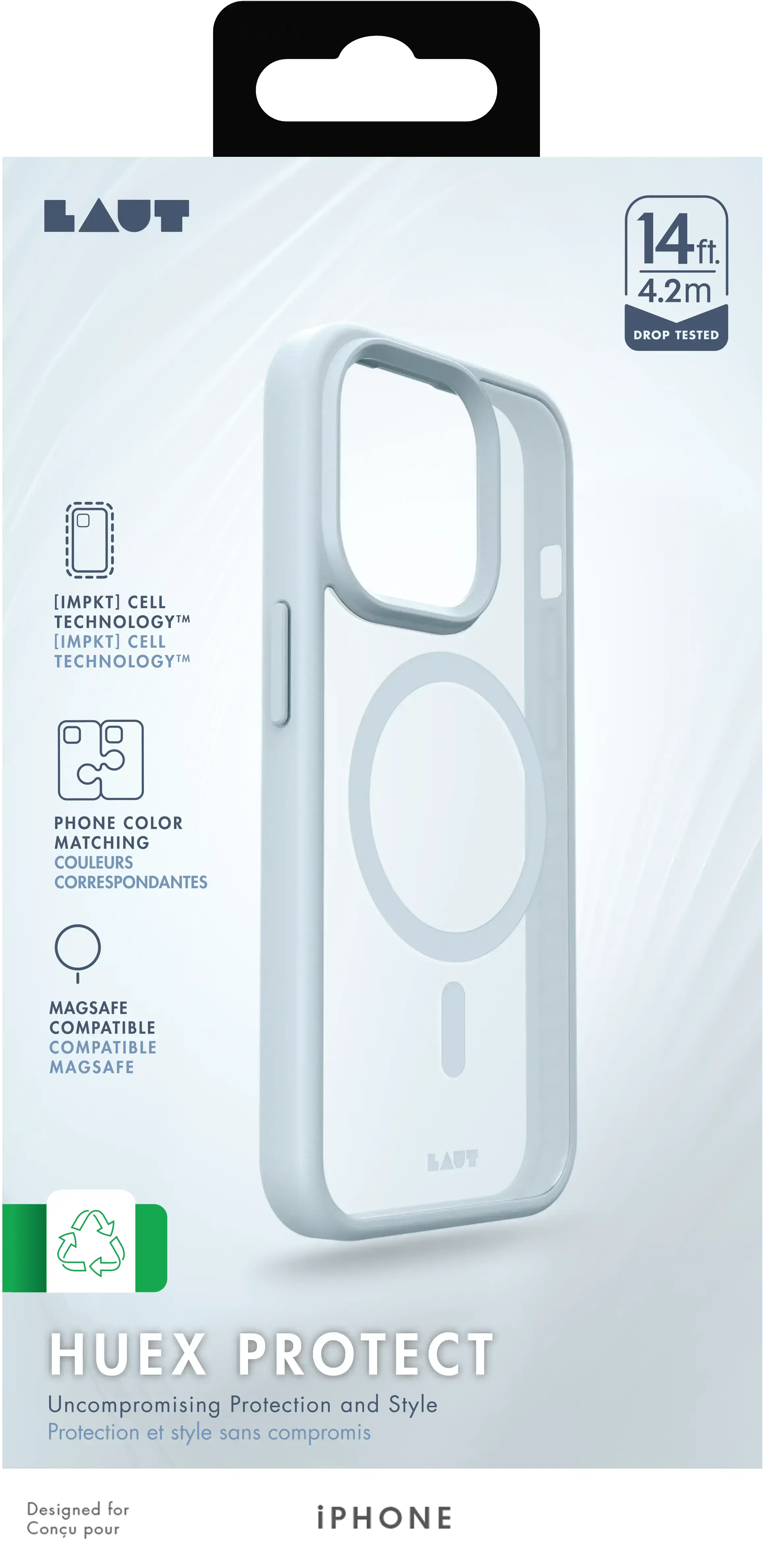 Чехол LAUT HUEX PROTECT case with MagSafe for iPhone 15 Plus - Light Blue (L_IP23C_HPT_LB)