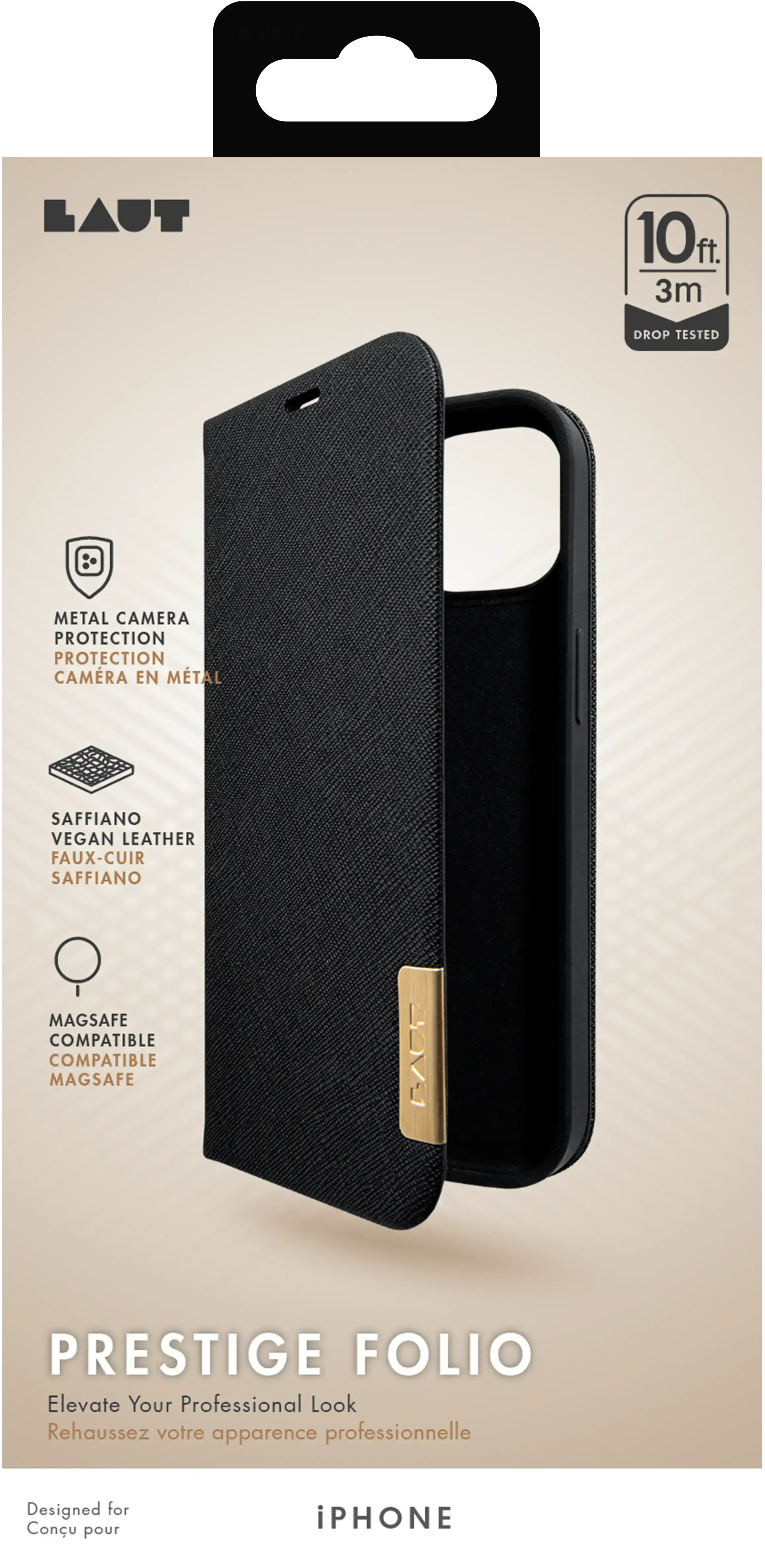 Чехол LAUT PRESTIGE FOLIO case for iPhone 15 Pro Max (L_IP23D_PF_BK)