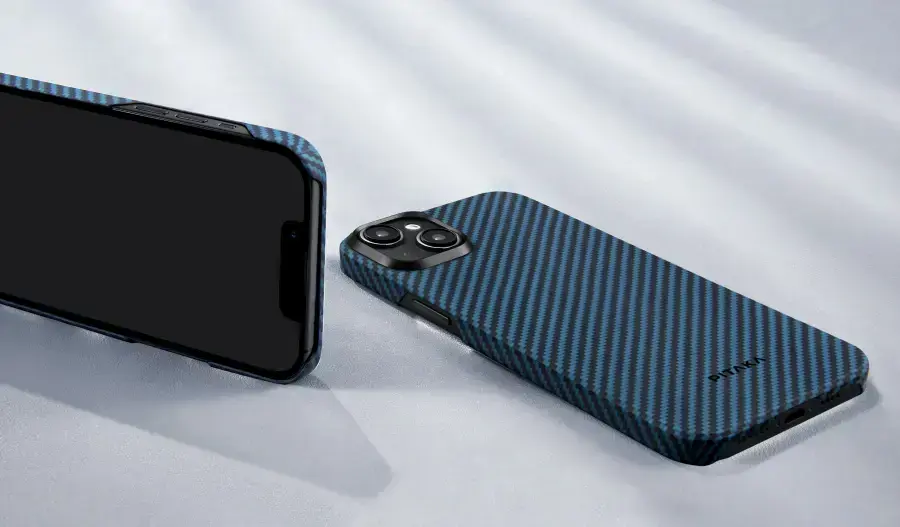 Чехол Pitaka MagEZ Case 4 Twill 1500D for iPhone 15 Plus - Black/Blue (KI1508M)