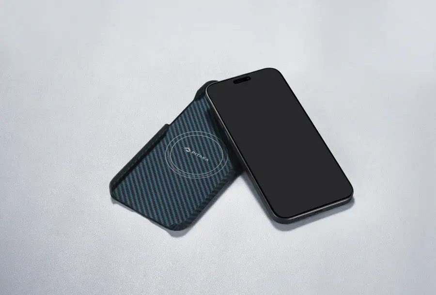 Чехол Pitaka MagEZ Case 4 Twill 1500D for iPhone 15 Plus - Black/Blue (KI1508M)