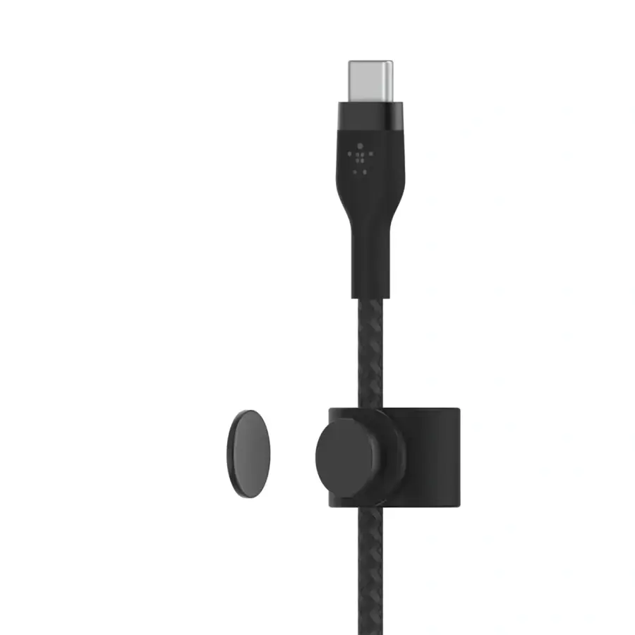 Кабель з ремінцем на магніті Belkin BoostCharge Pro Flex USB-C Cable with Lightning Connector 1m Black (CAA011bt1MBK)