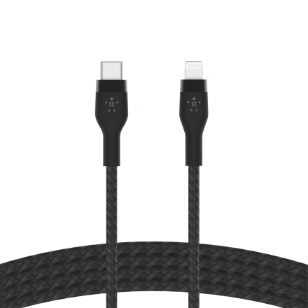 Кабель с ремешком на магните Belkin BoostCharge Pro Flex USB-C Cable with Lightning Connector 1m Black (CAA011bt1MBK)