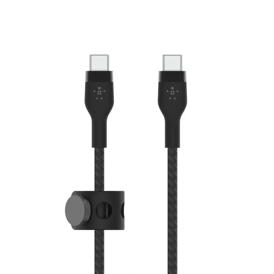 Кабель з ремінцем на магніті Belkin BoostCharge Pro Flex USB-C/USB-C 1m - Black (CAB011bt1MBK)