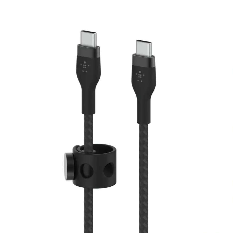 Кабель з ремінцем на магніті Belkin BoostCharge Pro Flex USB-C/USB-C 1m - Black (CAB011bt1MBK)
