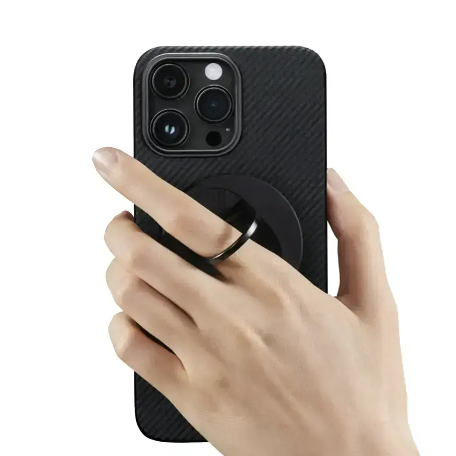 Магнітне кільце-підставка для телефону Pitaka MagEZ Grip 2 Twill 600D Black/Grey (MGB2303)