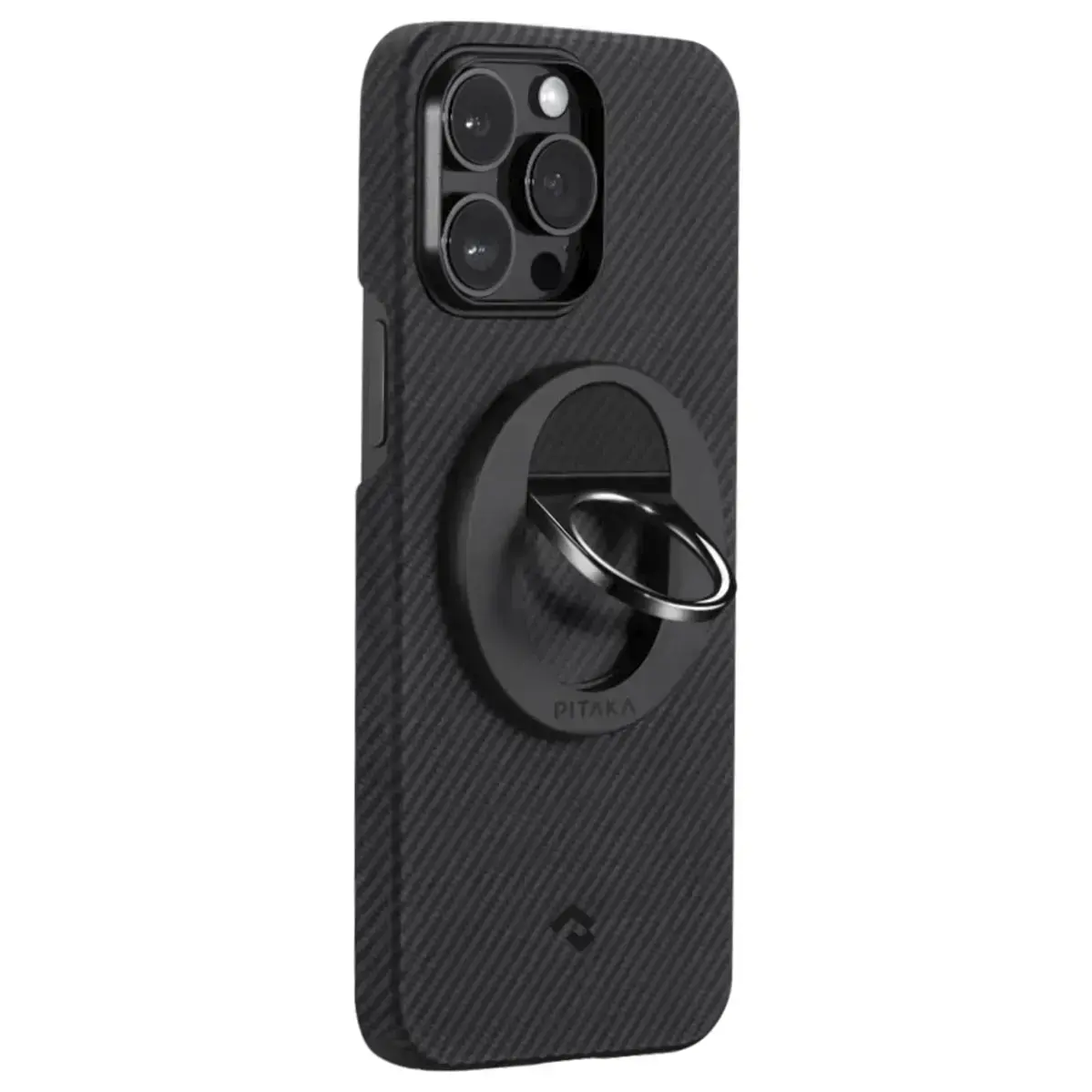 Магнитное кольцо-подставка для телефона Pitaka MagEZ Grip Twill 600D Black/Grey (MGB2302)