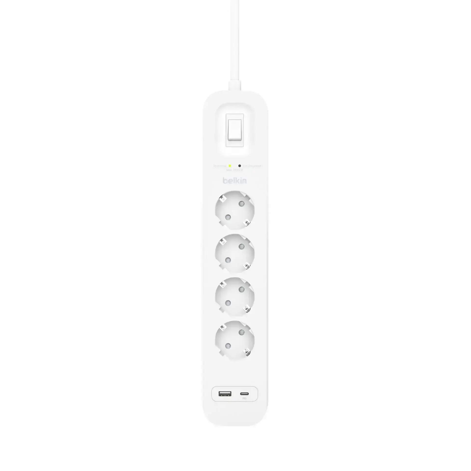Сетевой фильтр-удлинитель Belkin 4-Outlet Surge Protector 2m, 4 розетки, 1xUSB-А, 1xUSB-C (SRB001vf2M)