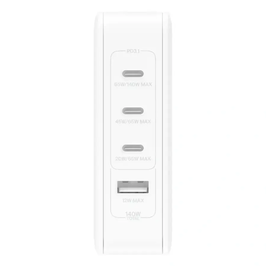 Мережевий зарядний пристрій Belkin BoostCharge Pro 140W 4-Port GaN Wall Charger (WCH014btWH)