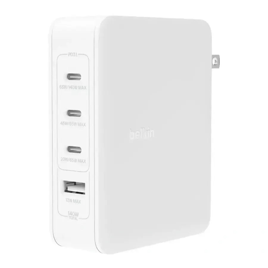 Мережевий зарядний пристрій Belkin BoostCharge Pro 140W 4-Port GaN Wall Charger (WCH014btWH)