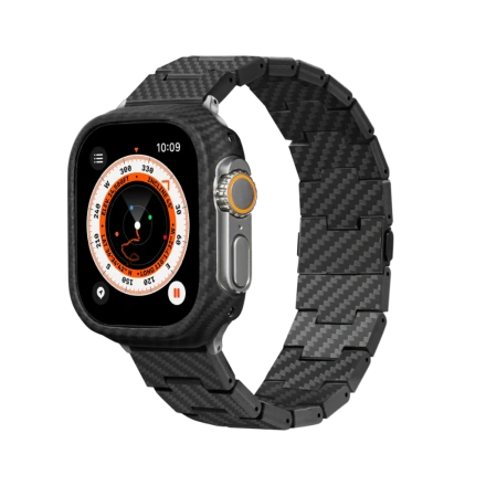 Ремешок Pitaka Carbon Fiber Watch Band Retro Black/Grey for Apple Watch 49/45/44mm (AWB1004)
