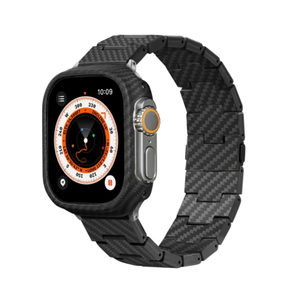 Ремешок Pitaka Carbon Fiber Watch Band Retro Black/Grey for Apple Watch 49/45/44mm  (AWB2311, AWB1004)