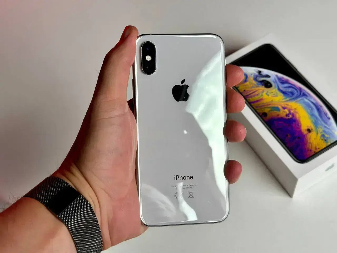 USED Apple iPhone XS 64GB Silver (MT9F2)🔋100%(Стан - 9/10, Комплект - iPhone, кабель, коробка | гарантія - 1 міс.)