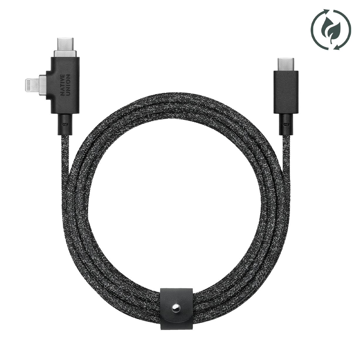 Кабель Native Union Belt Cable Duo Pro 240W USB-C to USB-C & Lightning Cosmos Black 2.4 m (BELT-PROCCL-COS-NP)