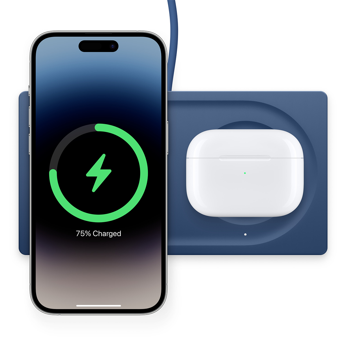 Бездротова зарядна панель Belkin BoostCharge Pro 2-in-1 Wireless Charging Pad with Official MagSafe Charging 15W - Navy (WIZ019ttBL-APL, HR1F2)